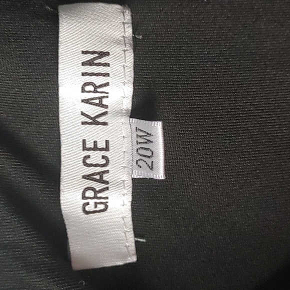 Grace Karin Classic Black V-Neck Sleeveless Midi Dress sz 20W Fit & Flare Plus - Picture 2 of 6